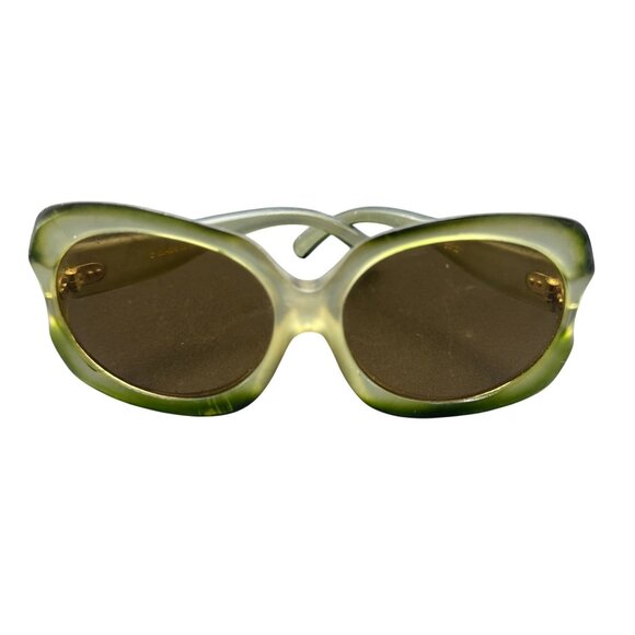 Vintage Oversized Jackie O Green Gradient Womens Sunglasses Made In France - Picture 1 of 6